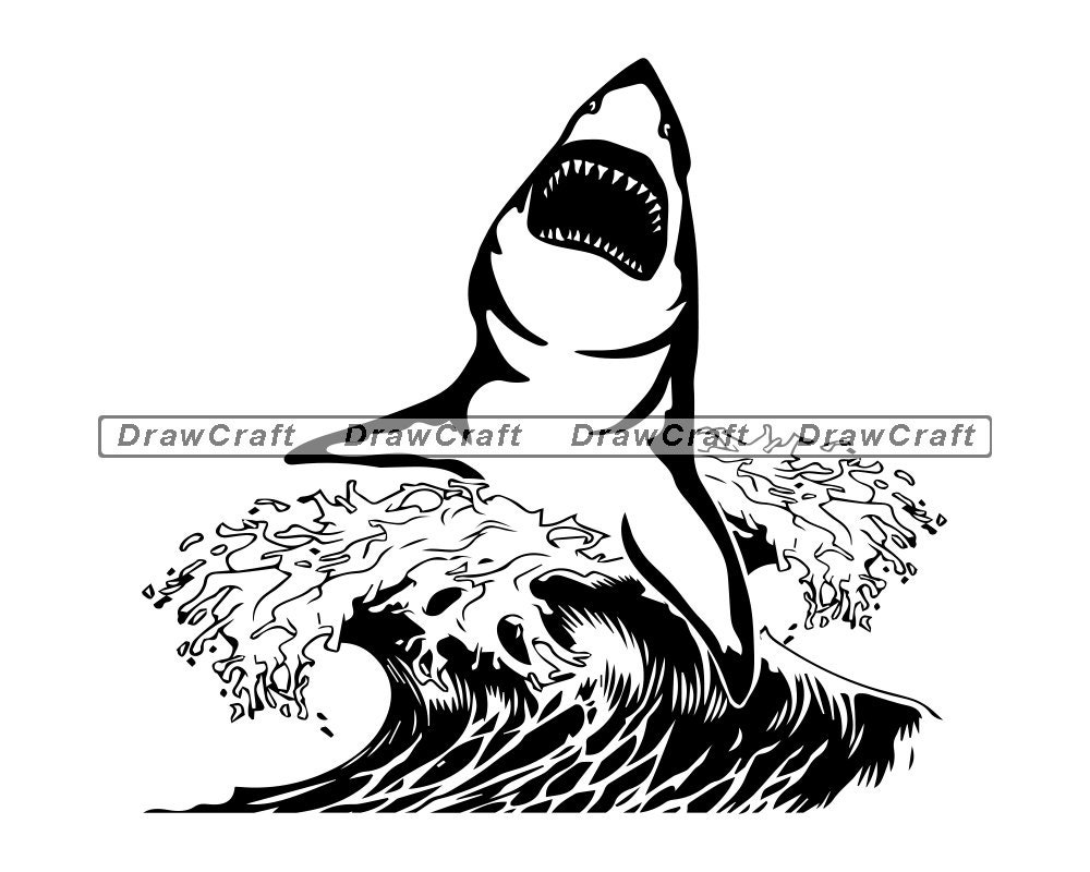 Download Great White Shark 2 Svg Great White Shark Svg Shark Svg Etsy