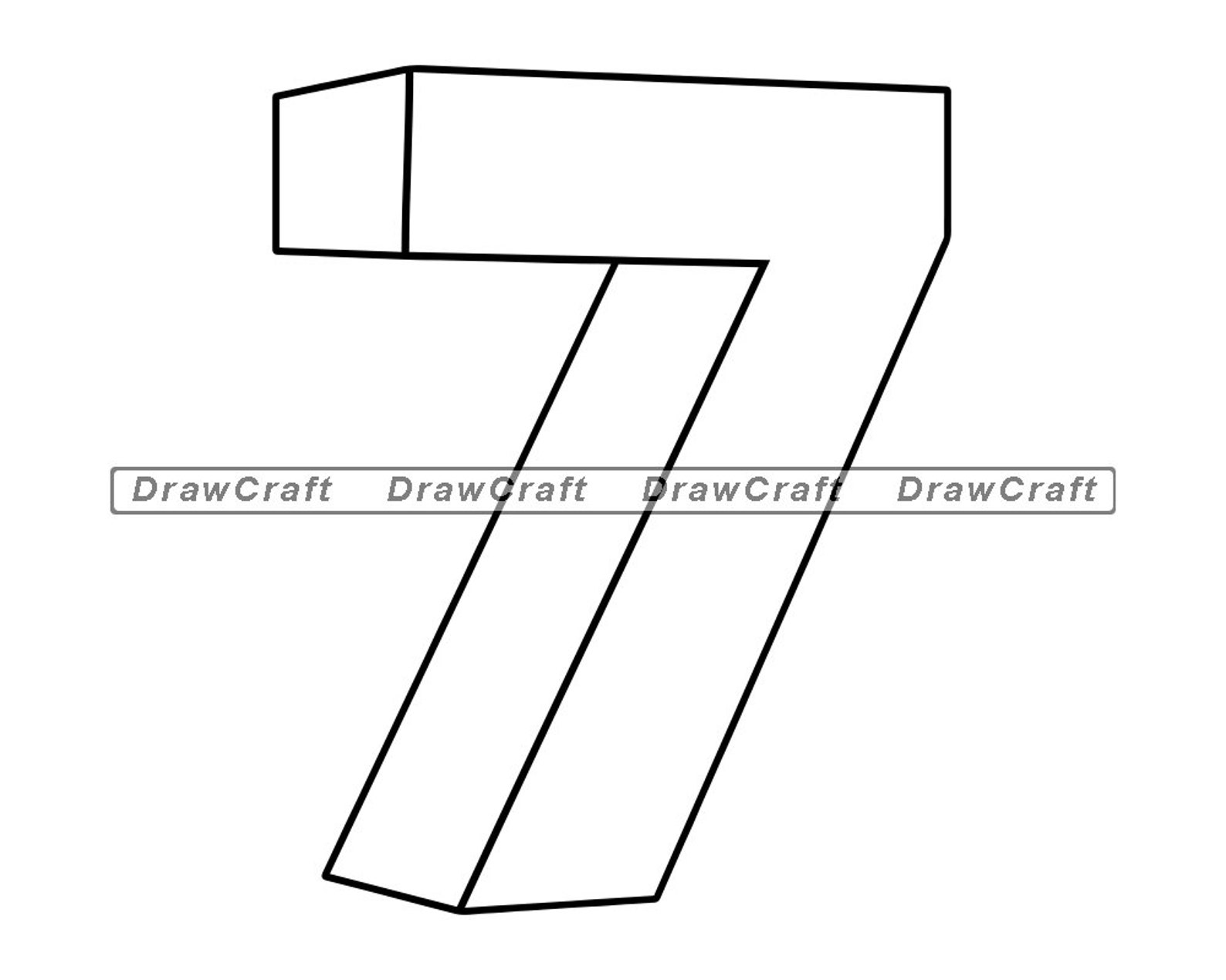 Number Seven 3D Outline SVG Number 7 Svg Age Svg Birthday | Etsy