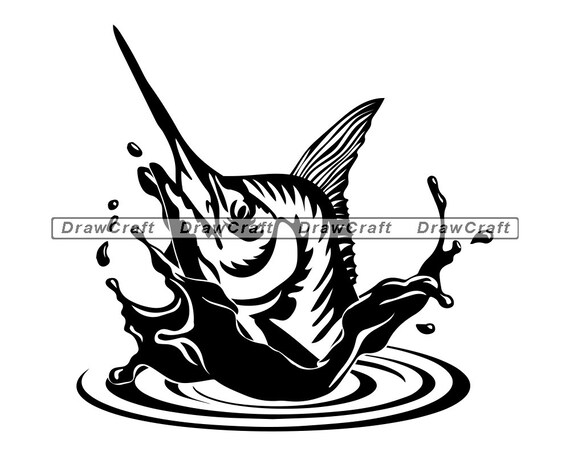 Download Marlin Jumping Out Of Water Svg Marlin Svg Fish Svg Fishing Etsy