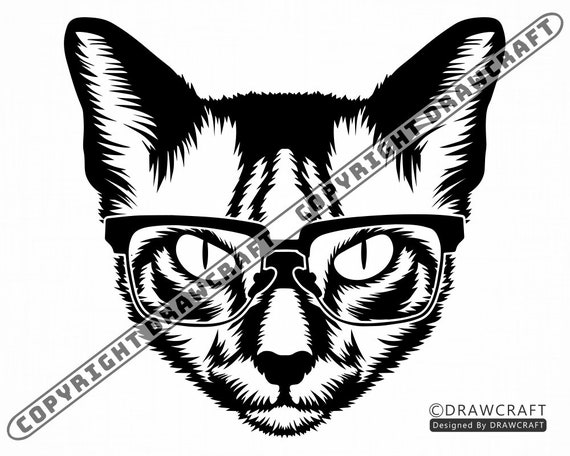 Download Cat In Glasses Svg Cat Svg Smart Svg Cat Cut Files Cat Etsy PSD Mockup Templates