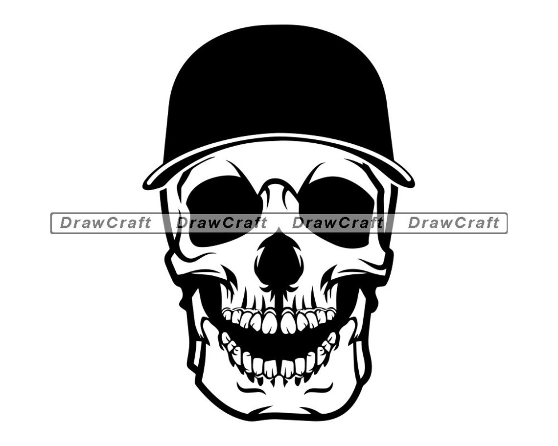 Skull In Baseball Cap Svg Skull Svg Baseball Svg Baseball | Etsy