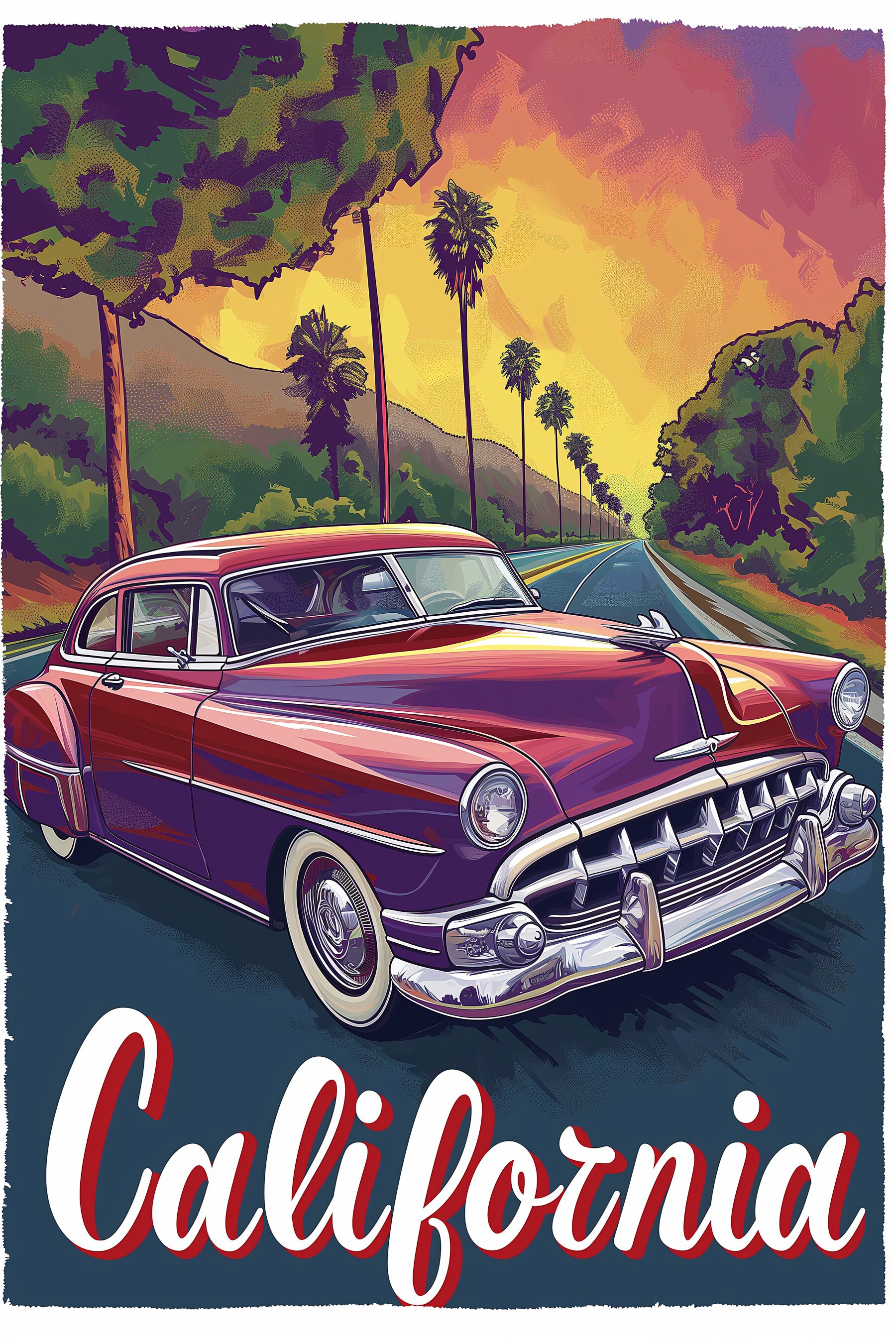 10 Classic American Car PNG Clipart, California Text Caption, Vintage