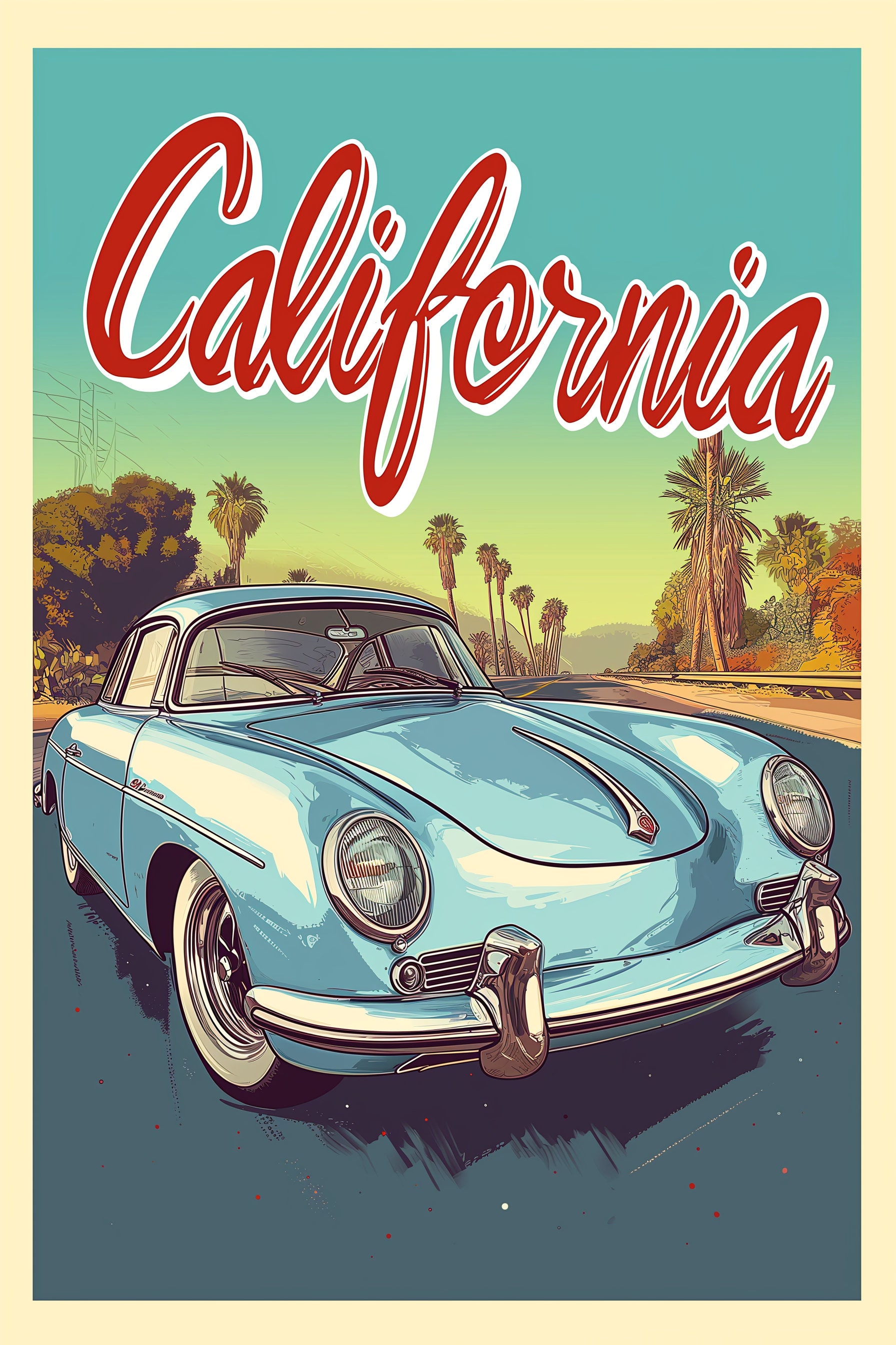 10 Classic American Car PNG Clipart, California Text Caption, Vintage