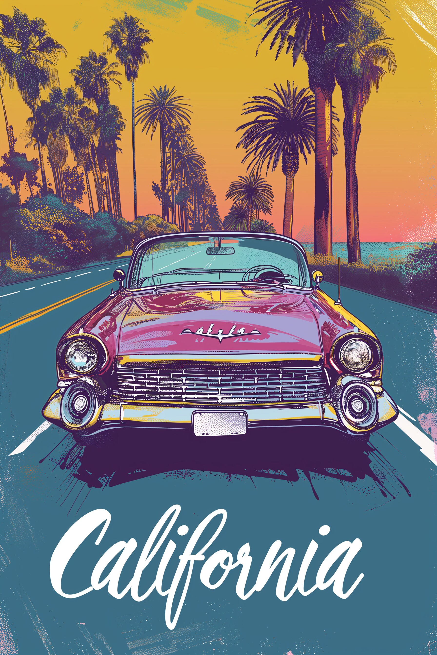 10 Classic American Car PNG Clipart, California Text Caption, Vintage