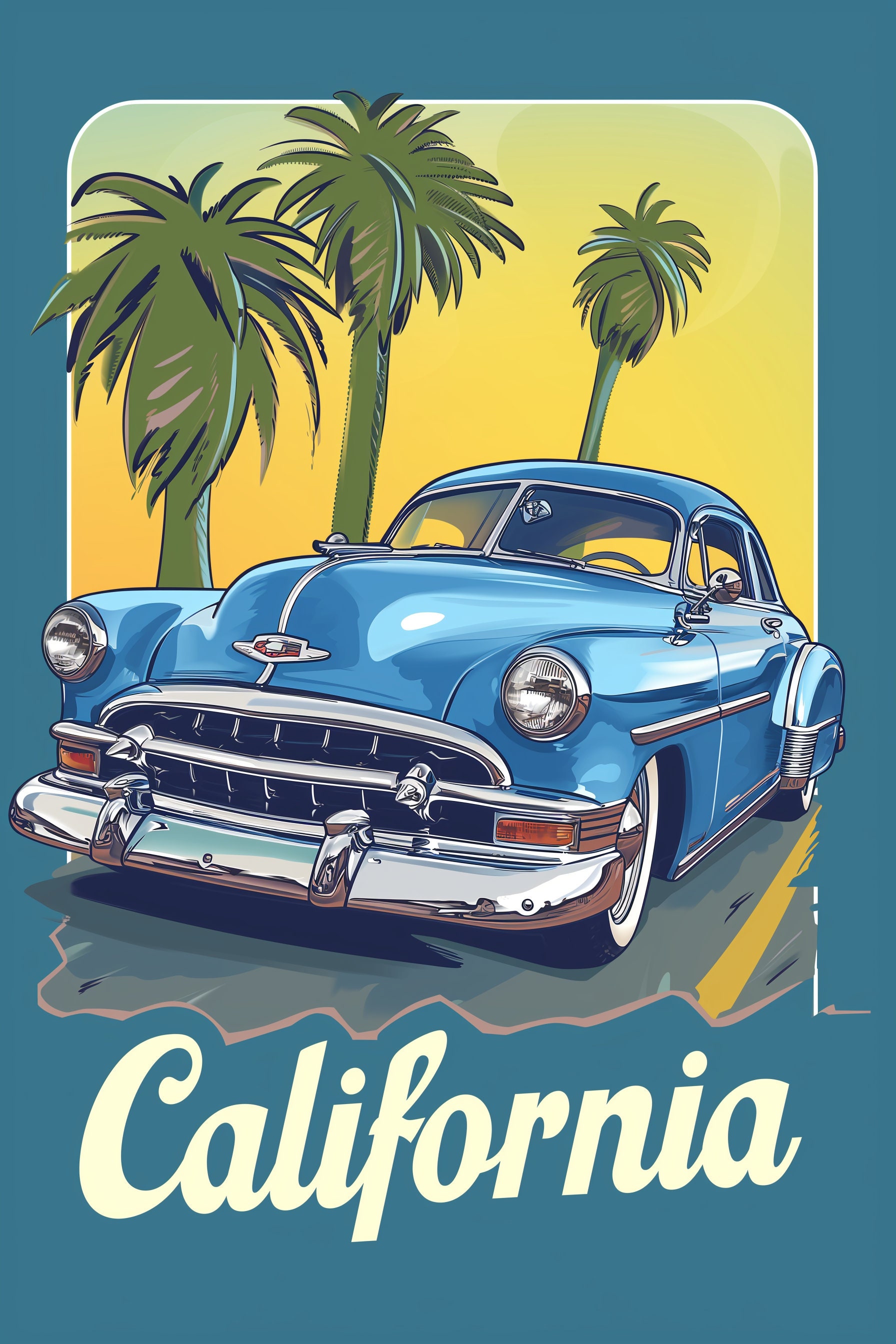 10 Classic American Car PNG Clipart, California Text Caption, Vintage