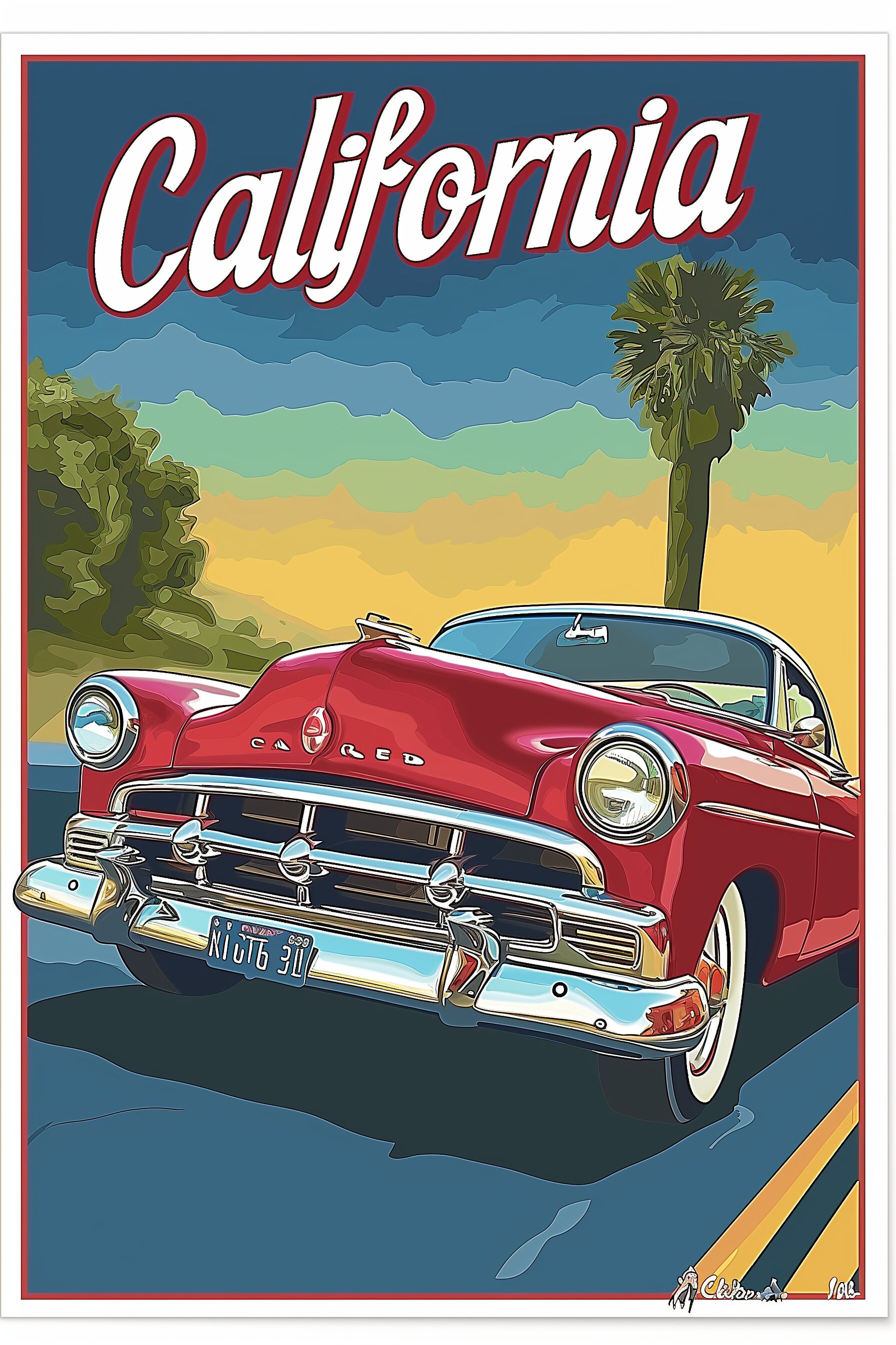 10 Classic American Car PNG Clipart, California Text Caption, Vintage