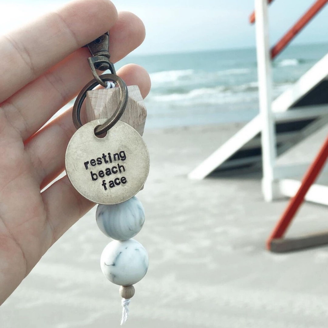 Resting Beach Face - Key Chain - Metal Stamped - Etsy