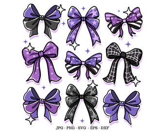 Spooky Svg, Bow Svg, Halloween Bow Png, Spooky Season Png, Gothic Girly Png