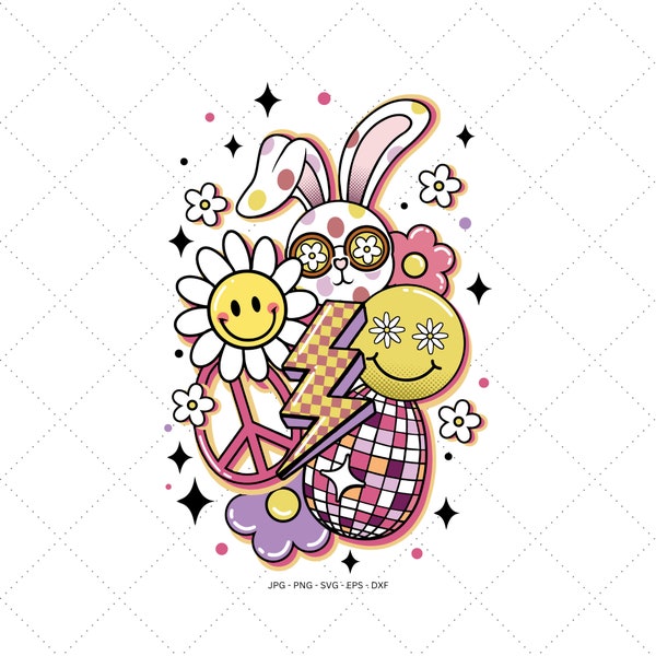 Happy Easter Svg, Rabbit Svg, Kids Easter Svg, Easter Bunny Svg, Children Easter Gift, Easter Cut File