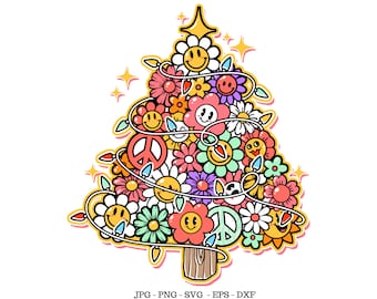 Árbol de Navidad svg, vacaciones svg, retro png, niños Navidad svg