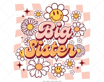 Big Sis Shirt Png, Big Sister Retro, Big Sister Shirt Svg, Groovy Big Sister