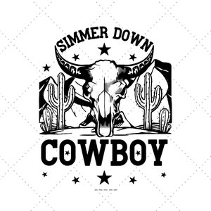 Simmer Down Cowboy Svg, Cute Western Svg, Desert Shirt Svg