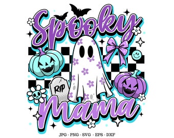 Spooky Mama Svg, Retro Halloween Svg, Halloween Shirt Svg, Mama Halloween Gift