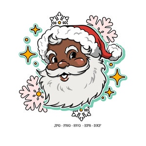African-American, Holiday Santa Design, Black Santa Clause, Hand Drawn Png