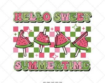 Svg de hora de verano, diseño de camiseta de verano, decoración de sandía, regalo de verano, archivo de corte de playa