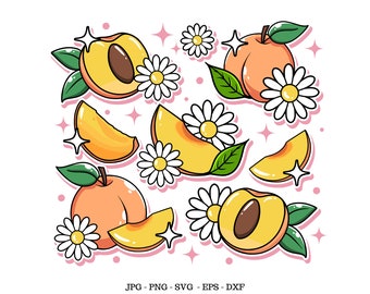 Peach Design, Exotic Fruit Svg, Cute Peach Svg, Peach Svg File, Summer Peach
