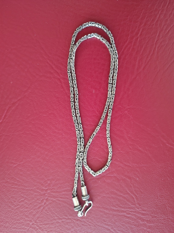 Vintage 925 sterling 24" long Byzantine chain