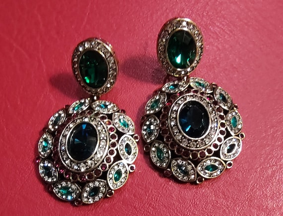 Vintage signed Heidi Daus magnificent drop earrin… - image 1