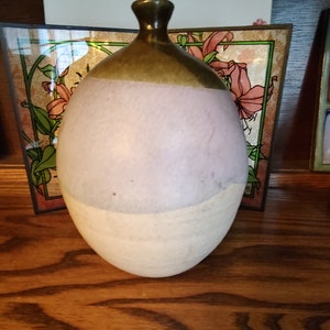 Vintage signed art pottery bulbous vase