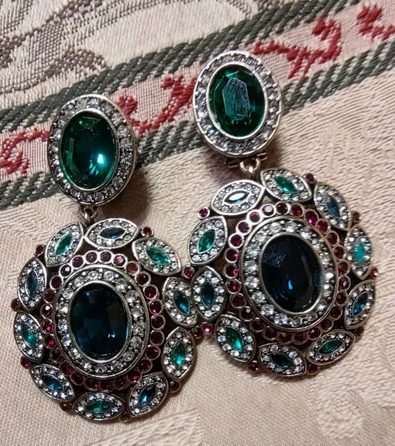 Vintage signed Heidi Daus magnificent drop earrin… - image 2