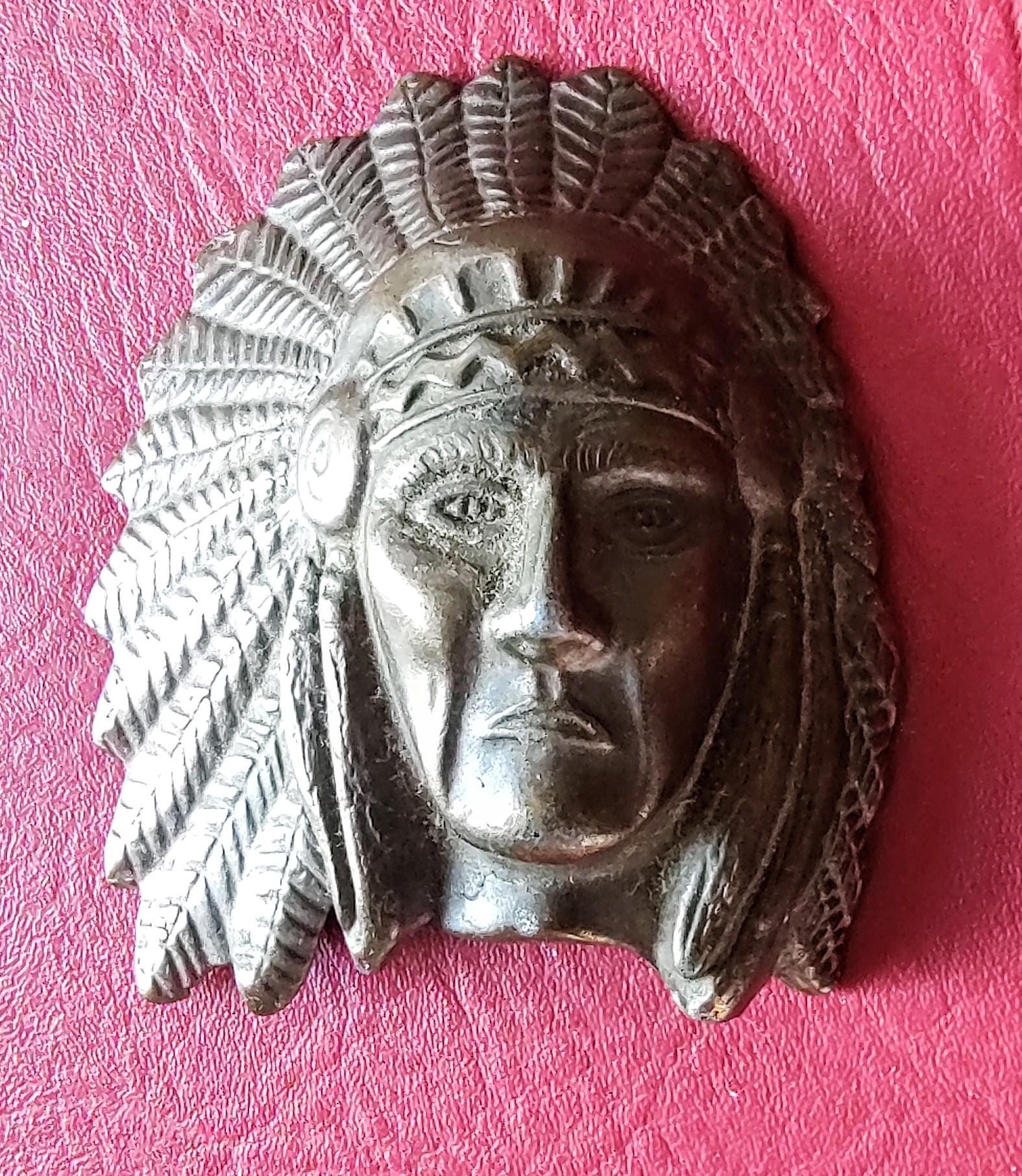 Native American Indian Warrior Chief Head Copper Tone Belt Buckle Vintage Indian Head Belt Buckle Native American Chief  main image 3
