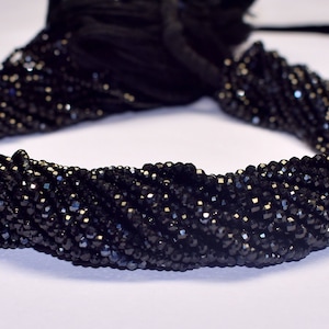 2 3 4 MM Natural Black Spinel Beads Handmade Jewelry Gemstone Faceted Black Spinal Beads Faceted Rondelle beads.