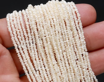 1-1.5mm AAA White Seed Pearl Strand: Tiny Freshwater Pearls