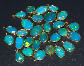 Ethiopian Opal Charms: Sterling Silver Single Loop Connectors