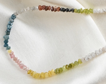 Multi Color ROUGH DIAMOND Beads Top Quality 100% Natural Raw Diamond Uncut Beads for Jewelry Making Multi Diamond Strands Handmade Gift.