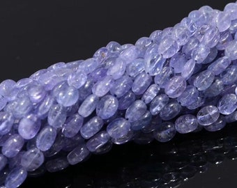 AAA+ Perline di forma ovale liscia di tanzanite Perline di tanzanite semplici Perline di tanzanite ovali Perline di pietre preziose di tanzanite Perline all'ingrosso.