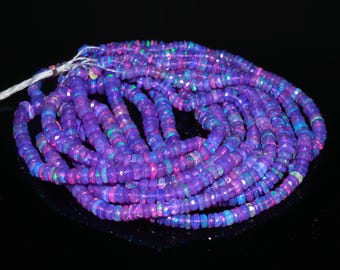 AAA Ethiopian Purple Opal Faceted Rondelle Beads: Welo Fire Opal
