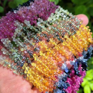 AAA Natural Sapphire Beads, Multi Sapphire faceted drops shape beads, Multi Sapphire drops Beads Multi Color Sapphire Drop Shape Loose Beads