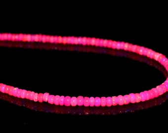 Ethiopian Pink Fire Opal Bracelet: AAA Rondelle Beads, 8 Inch