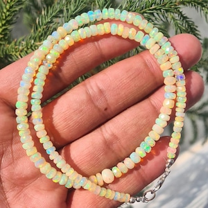 Bestseller Ethiopian Opal Faceted Rondelle Beads AAA+ Welo Opal Beads Multi Fire Opal Beads Opal Faceted Beads Ethiopian Opal Bead Necklace.