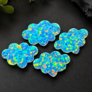 Perline sintetiche a forma di nuvola, opale multicolore, create in laboratorio, con foro completo.