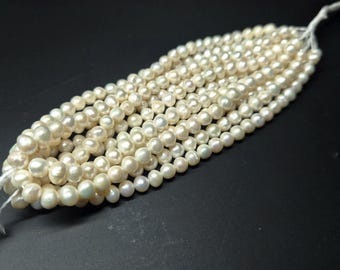5X5.5 mm AAA White Seed Pearl Strand: Tiny Freshwater Pearls
