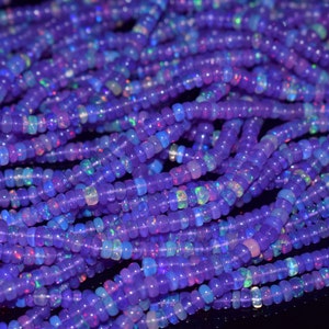 Super Quality Opal Smooth Rondelle Bead Welo Opal Bead Ethiopian Opal Rondelle beads Purple Opal Plain Beads Fire Opal Beads.