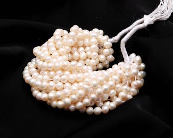 5X5.5 mm AAA White Seed Pearl Strand: Tiny Freshwater Pearls