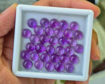 AAA Amethyst Cabochon: Round Flat Back Gemstone, 8mm