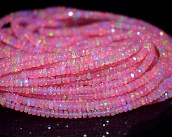 ETHIOPIAN OPAL NICE Pink Color 37 Ct Natural Gemstone Very High Quality Multi Fire 1 Line Strand 16 Inches Length Opal Size 4x33x1MM