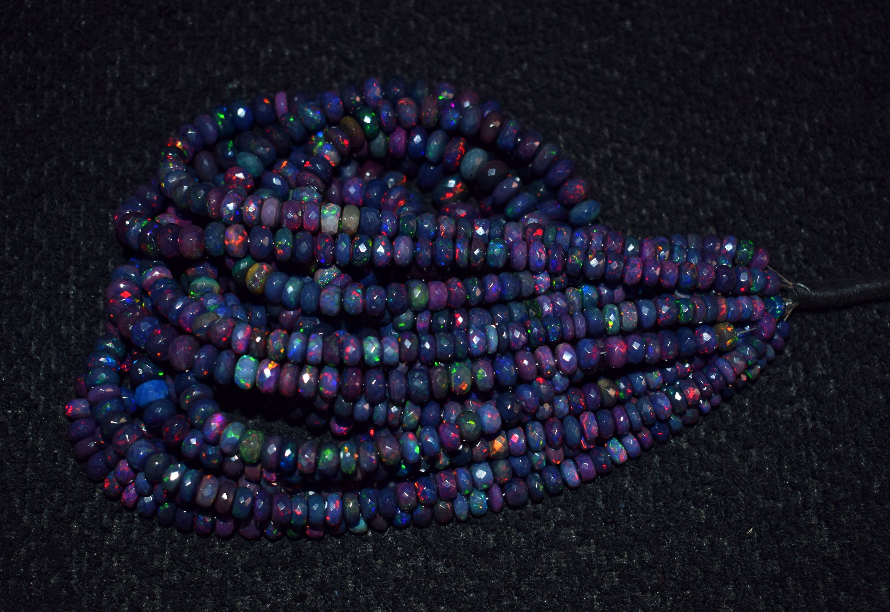 Top Natural Ethiopian Black Opal Gemstone Faceted Opal Beaded | Etsy