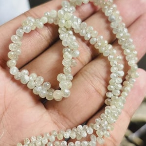 AAA+ White Diamond Faceted Briolette Beads 14 inch 100% Natural Sparkling Diamond Tear Drops Diamond Jewelry White Diamond Bead Jewelry