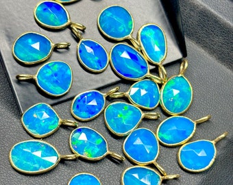 Ethiopian Opal Charms: Sterling Silver Single Loop Connectors