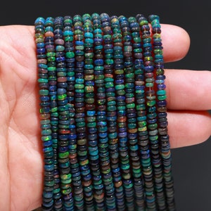 AAA+ Top Quality Black Ethiopian Opal Smooth Rondelle Beads Black Ethiopian Opal Beads Multi Fire Opal Beads Smooth Opal  Necklace.