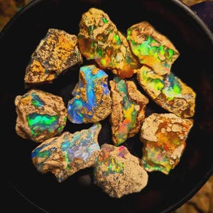 Welo Ethiopian Opal Rough: AAA Grade Flash Edelstein Kristalle Set