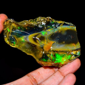 Welo Fire Ethiopian Opal Rough Gemstone: 248 ct, 76x46x17 mm