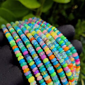 Multi Disco Ethiopian Opal Faceted Rondelle Beads Flashy Welo Opal Beads 4 mm - 5.5mm Rainbow Fire Opal Beads Multi Color Opal Faceted Beads
