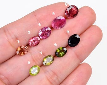 Multi-Color Faceted Tourmaline Loose Gemstones, Oval Shape.