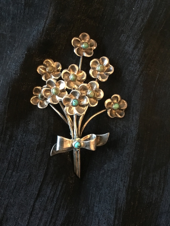 Wonderful old, old sterling and turquoise brooch
