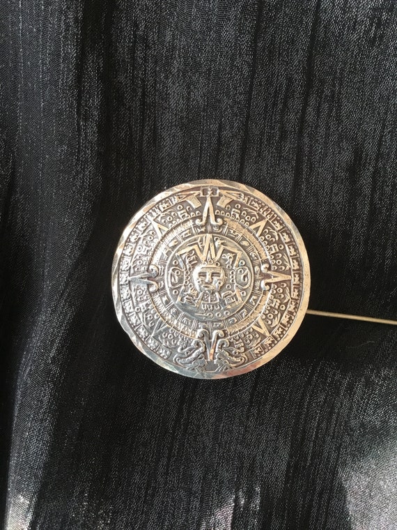 Sterling Aztec brooch or pendant